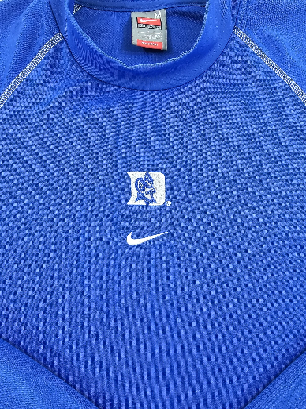 Vintage Nike Fit Center Swoosh Dri Fit Duke Blue Devils Contrast Stitching Men M